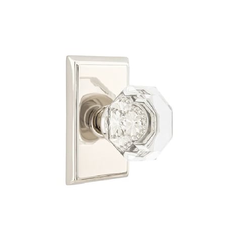 Emtek Old Town Crystal Knob 2-3/8 in Backset Passage w/Rectangular Rose for 1-1/4 in to 2 in Door 8121OTUS14